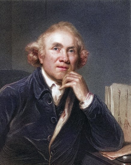 John Hunter 1728-1793, British surgeon, founder of pathological anatomy in England. From the book Gallery of Portraits, published in 1833, Historical, digitally restored reproduction from a 19th century original, Record date not stated