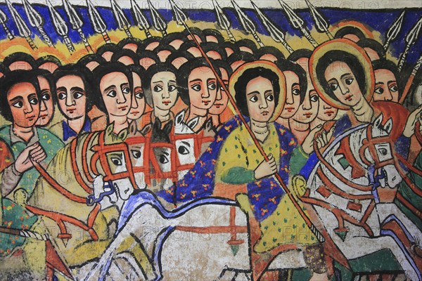 Ahamra region, Azoa Maryam round church on the Zeghie peninsula in Lake Tana, Lake Tsana or Lake Dembea, mural painting, Ethiopia, Africa