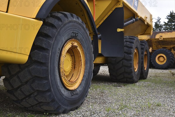 Car tyres from a dump truck