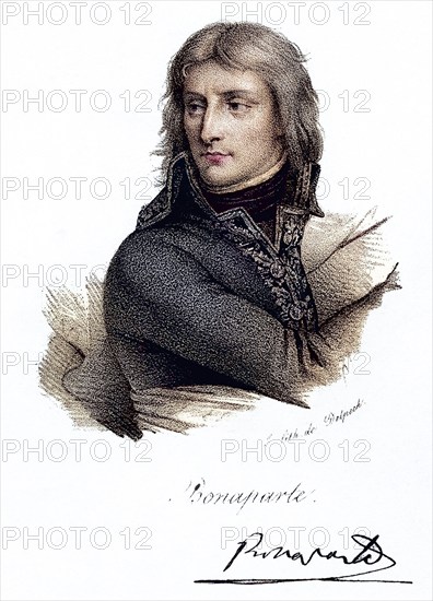 Napoleon I (Napoleon Bonaparte) 1769-1821, Emperor of France from 1804, Napoleon as a young man. Lithograph from around 1830, Historic, digitally restored reproduction from a 19th century original, Record date not stated