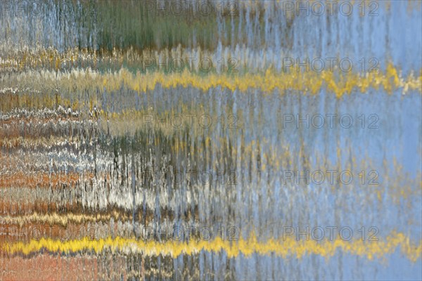 Reflection, colourful reflections on the water surface, maritime impressions, Greetsiel, North Sea, Lower Saxony, Germany, Europe