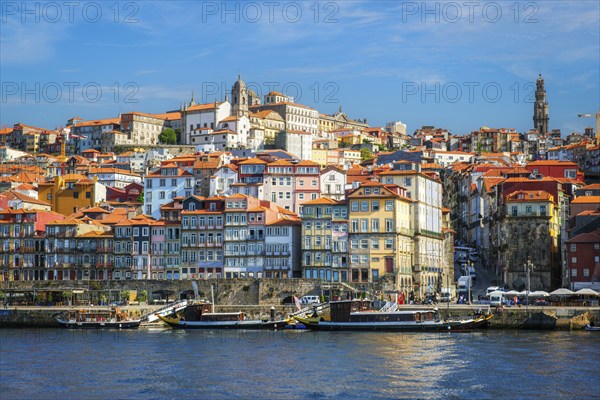 View of Porto city and Douro river from famous tourist viewpoint Miradouro da Serra do Pilar on sunset. Porto, Vila Nova de Gaia, Portugal, Europe