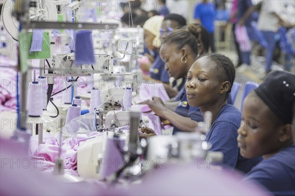 BENIN TEXTILE CORPORATION BENIN, Seamstresses in a textile factory in the industrial area near Cotonou, Benin, Glo-Djigbe, 07/03/2024, Africa