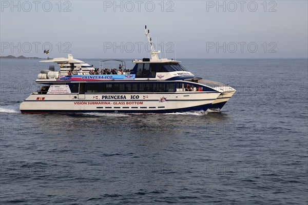 Tourist passenger glass bottom boat 'Princes Ico' at Corralejo, Fuerteventura, Canary Islands, Spain, Europe