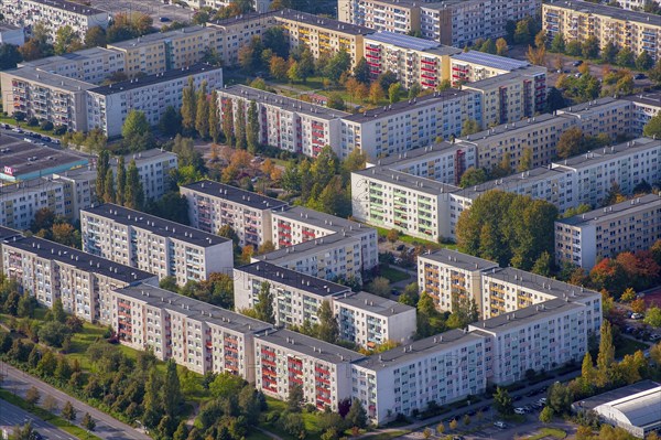 Aerial view, Großer Dreesch, slab, prefabricated building, flat, block, settlement, Neu Zippendorf, Mueßer Holz, Mecklenburg-Vorpommern