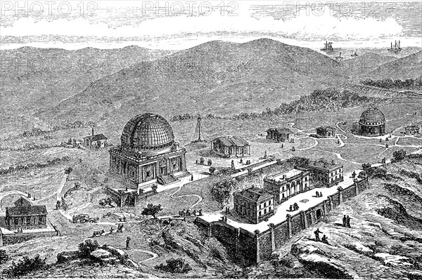 The Observatoire de Nice is an astronomical observatory in Nice, France, Illustration from 1879, Historical, digital reproduction of an original from the 19th century, Europe