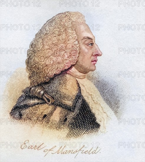 William Murray 1st Earl of Mansfield, 1705-1793, Chief Justice of the Kings Bench. From the book Crabbs Historical Dictionary published 1825, Historical, digitally restored reproduction from a 19th century original, Record date not stated