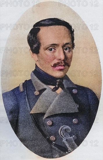 Mikhail Yuryevich Lermontov, 1814-1841, Russian poet and writer, Illustration from the book The Masterpiece Library of Short Stories, Historical, digitally restored reproduction from a 19th century original, Record date not stated