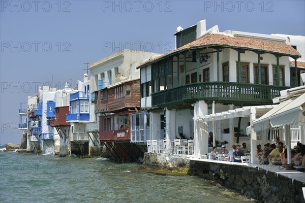 Former captain houses, Little Venice, Mykonos Town, Mykonos, Cyclades, Greece, Europe