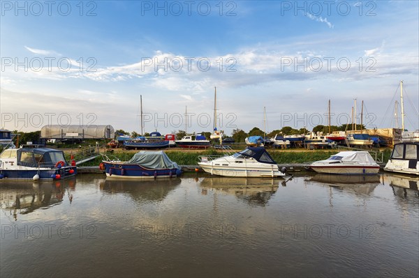 Boats in the harbour, River Stour, small town Sandwich, Kent, Dover, England, Great Britain