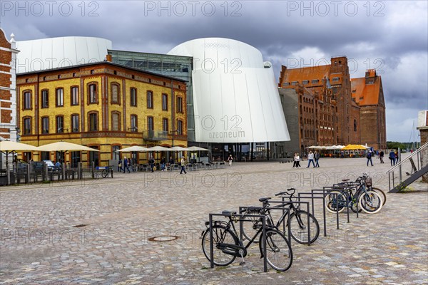 Stralsund city harbour, old town, Maritime Museum, Ozeaneum Stralsund, Mecklenburg-Western Pomerania, Germany, Europe