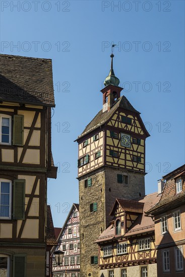 Medieval town and half-timbered houses, Schwäbisch Hall, Old Town, Kocher Valley, Kocher, Hohenlohe, Franconia, Baden-Württemberg, Germany, Europe