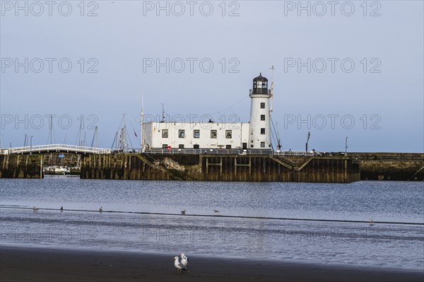 Scarborough Lighthouse and Harbour, Vincent Pier, Scarborough, North Yorkshire, England, United Kingdom, Europe