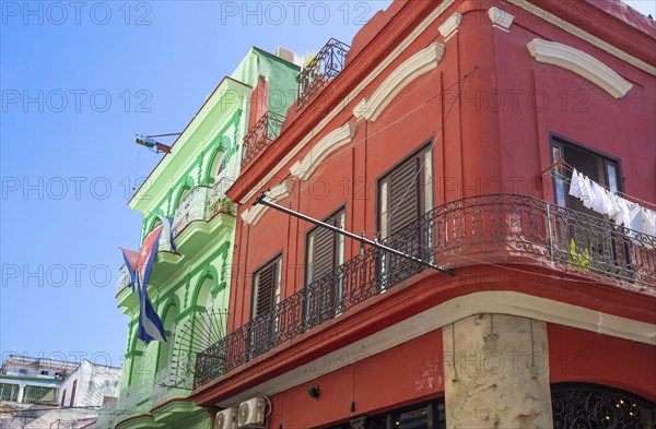 Scenic colorful Old Havana streets in historic city center (Havana Vieja) near Paseo El Prado and Capitolio