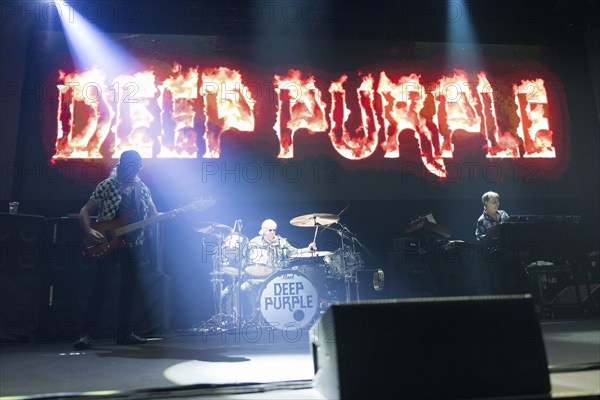 Roger Glover (bassist), Ian Paice (drummer) and Don Airey (keyboardist) from Deep Purple live on 1 More Time Tour at the Max-Schmeling-Halle in Berlin on 19 October 2024