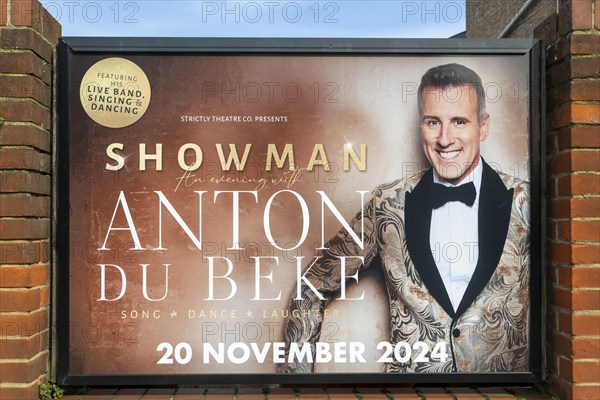 Poster advertising Anton Du Beke 'Showman' event performance 20 November 2024, Ipswich, Suffolk, England, UK