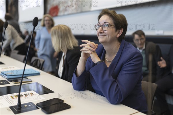 Klara Geywitz (SPD), Federal Minister of Housing, Urban Development and Building, recorded during the parliamentary group meeting of the SPD parliamentary group in the German Bundestag in Berlin, 9 April 2024