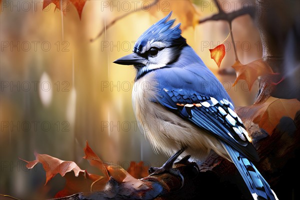 AI generated wildlife image of a blue tit enhanced with digital art