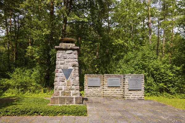 The Ohrdruf satellite camp was established in November 1944. On Hitler's orders, a new Führer headquarters was to be built in Jonastal. Memorial stones for the concentration camp victims, Arnstadt, Thuringia, Germany, Europe