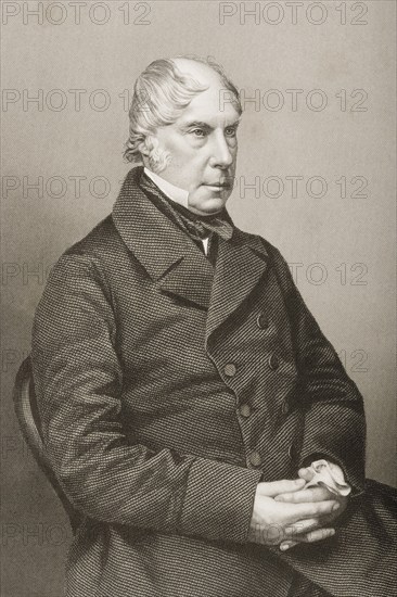 George Hamilton-Gordon, 4th Earl of Aberdeen, 1784-1860, English Tory Peelite politician. Painted by DJPound after a photograph by Mayall. From the book The Drawing-Room of Eminent Personages, Volume 2, published in London 1860, digitally restored reproduction from a 19th century original, record date not stated