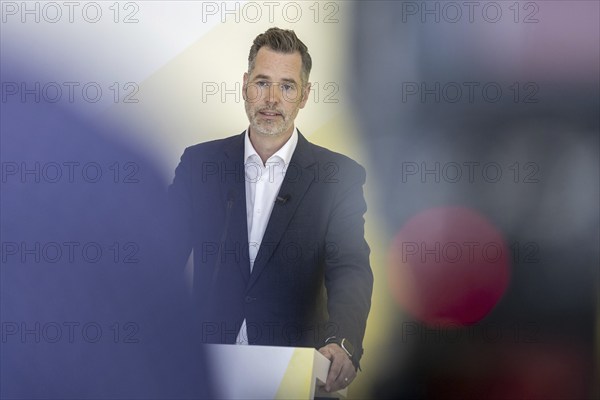 Christian Dürr, Chairman of the FDP parliamentary group, in a press statement in front of the parliamentary group meetings at parliamentary group level in the German Bundestag in Berlin, 9 April 2024