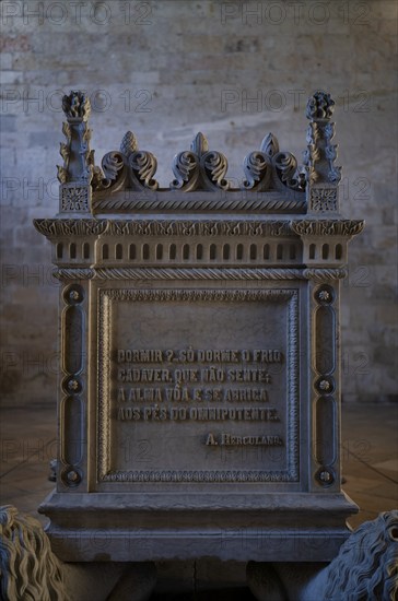 Tomb of Alexandre Herculano, Chapter House, Hieronymite Monastery Mosteiro dos Jerónimos, also known as Mosteiro de Belém, Belém, Lisbon, Portugal, Europe