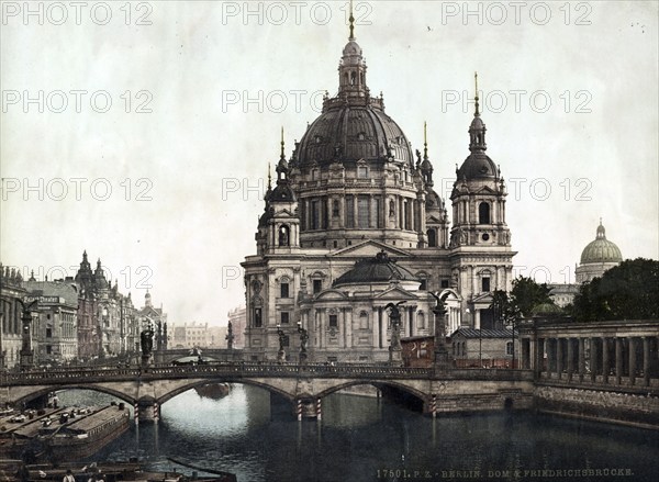 Cathedral and Friedrichsbrücke, Berlin, Germany, c. 1890, Historic, digitally restored reproduction from a 19th century original, Europe