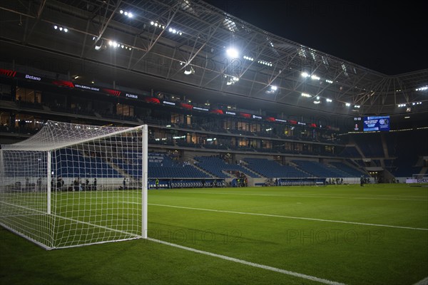 Stadium interior, goal net, goal, pitch, main stand, floodlights, TSG 1899 Hoffenheim, Europa League, PreZero Arena, Sinsheim, Baden-Württemberg, Germany, Europe