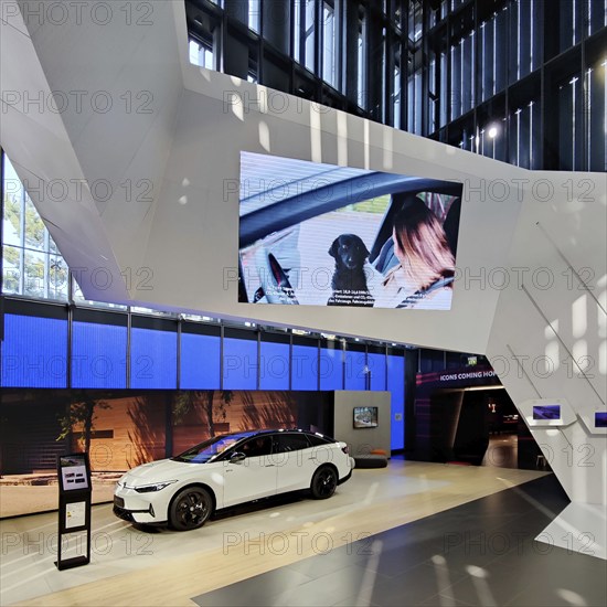 Interior view of the VW Pavilion, Autostadt, Volkswagen AG, Wolfsburg, Lower Saxony, Germany, Europe