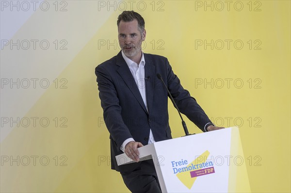 Christian Dürr, Chairman of the FDP parliamentary group, in a press statement in front of the parliamentary group meetings at parliamentary group level in the German Bundestag in Berlin, 9 April 2024