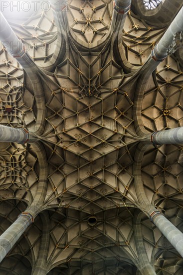 Interior view, Gothic vault, St Michael's Church, Schwäbisch Hall, Old Town, Kocher Valley, Kocher, Hohenlohe, Franconia, Baden-Württemberg, Germany, Europe