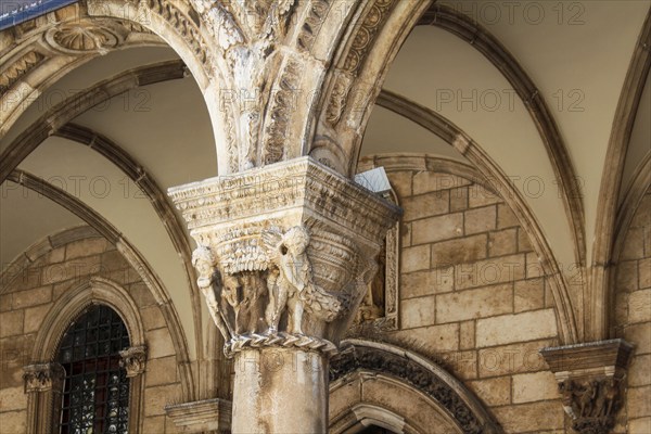 Facade of the famous Rector's Palace in downtown Dubrovnik, Croatia, Europe