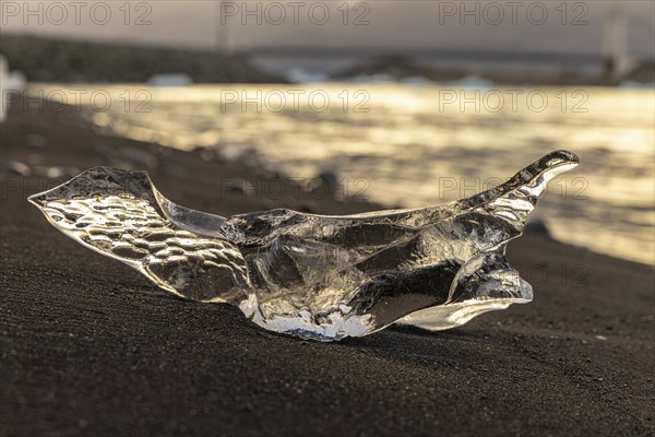 Evening at Diamond Beach, Jökulsarlon, south coast, Iceland, Europe