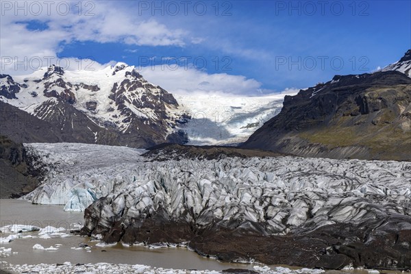 At Svinefell Glacier, Skaftafell NP, south coast, Iceland, Europe