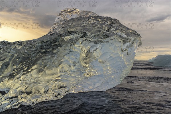 Evening at Diamond Beach, Jökulsarlon, south coast, Iceland, Europe