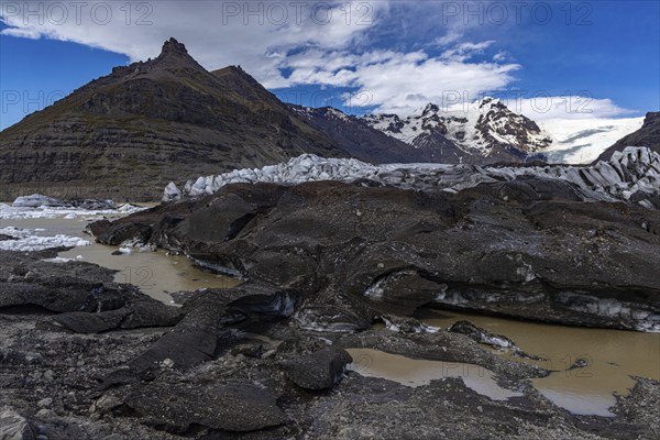 At Svinefell Glacier, Skaftafell NP, south coast, Iceland, Europe