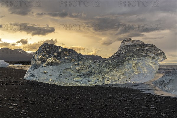 Evening at Diamond Beach, Jökulsarlon, south coast, Iceland, Europe