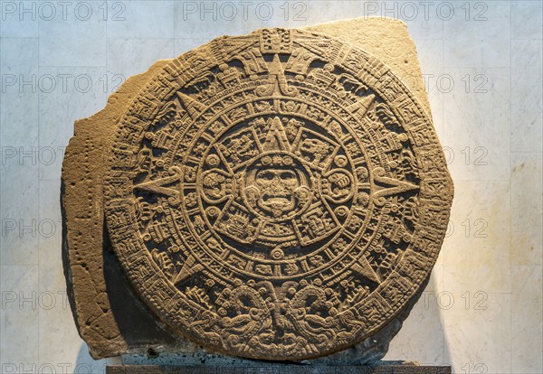 The Aztec Stone of the Sun, National Museum of Anthropology, Mexico City, Mexico, Central America