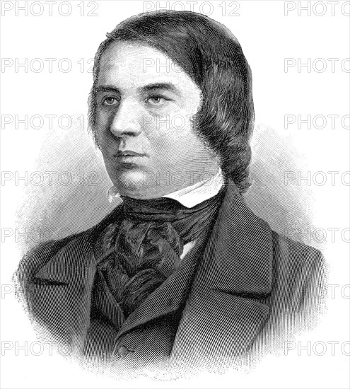 Robert Schumann, 1810 - 1856, a German composer and pianist of the Romantic, Historische Zeichnung aus dem 19. Jahrhundert, Portrait von Robert Schumann, 1810 - 1856, ein deutscher Komponist und Pianist der Romantik