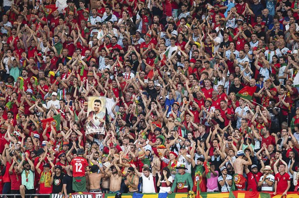 LEIPZIG, GERMANY - JUNE 18, 2024: Euro 2024 Groupe F match Portugal vs Czechia 2:1. Portugal supporters.