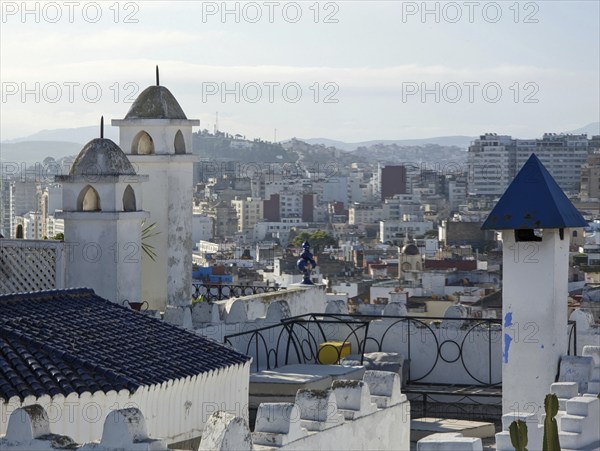 Scenic panoramic view over the rooftops of the medina of Tangier, Morocco, Africa