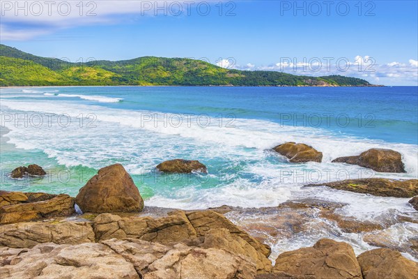 Amazing Praia de Lopes Mendes beach on the big tropical island Ilha Grande in Angra dos Reis Rio de Janeiro Brazil