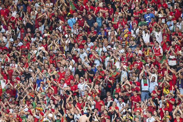 LEIPZIG, GERMANY - JUNE 18, 2024: Euro 2024 Groupe F match Portugal vs Czechia 2:1. Portugal supporters.