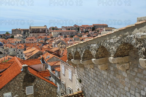 Scenic vief from the roofs of downtown Dubrovnik, Croatia, Europe