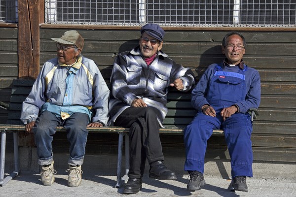 Portrait of elderly Inuit men from Uummannaq, North-Greenland, Greenland, North America