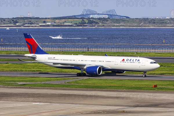 A Delta Air Lines Airbus A330-900 aircraft with the registration number N421DX at Tokyo Haneda Airport (HND) in Tokyo, Japan, Asia