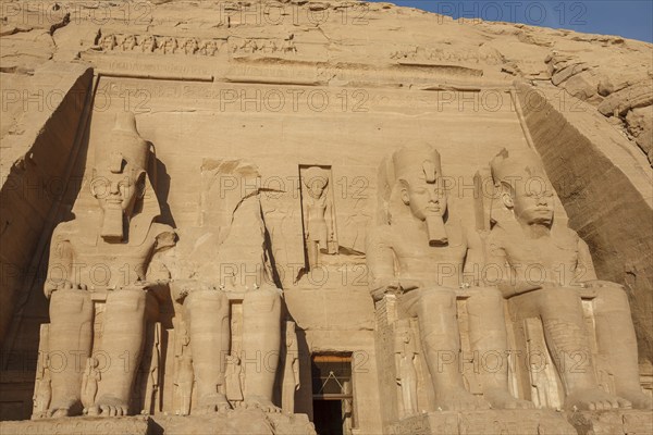 Statues Pharaoh Ramses II Rock Temple Abu Simbel, Egypt, Africa