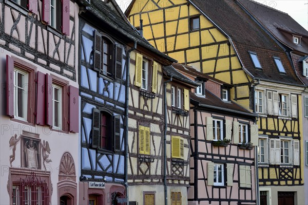 Half-timbered facades, Petite Venise, Little Venice, Colmar, Département Haut-Rhin, Alsace, France, Europe