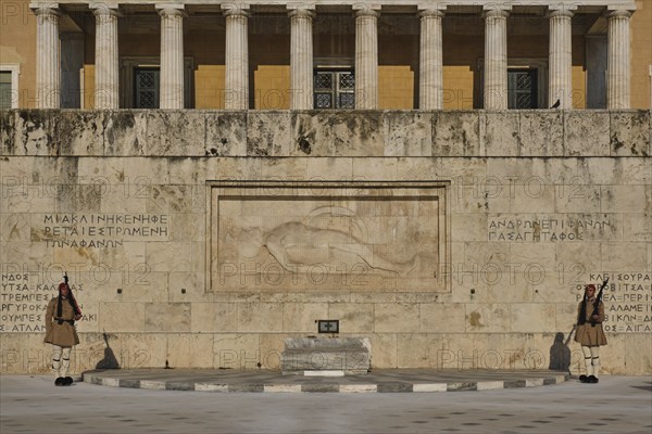 ATHENS, GREECE, MAY 20, 2010: Changing of the presidential guard Evzones in front of the Monument of the Unknown Soldier near Greek Parliament, Syntagma square, Athenes, Greece, Europe