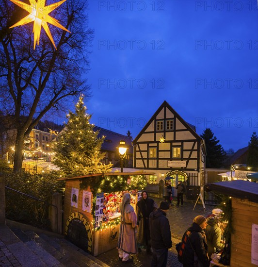 The Christmas market in the old village centre in Dresden Loschwitz, is organised annually by the Elbhangfestverein in traditional form, based on models by Ludwig Richter